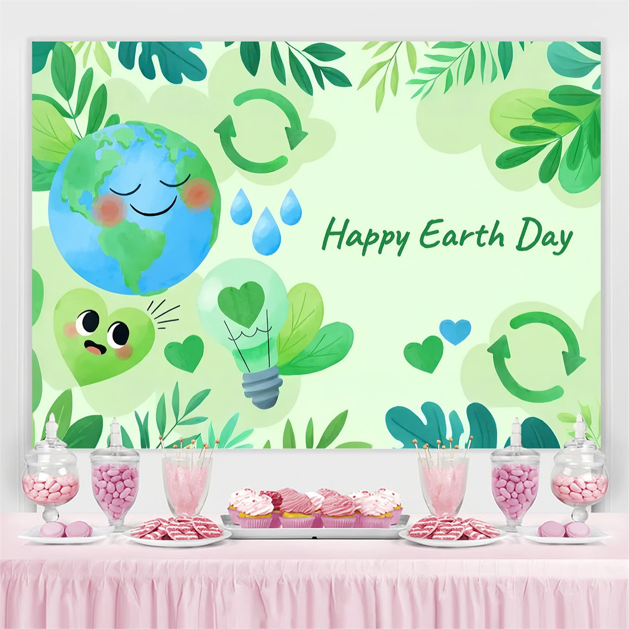 Happy Earth Day Backdrop Eco Conservation Watercolor Backdrop UK GTY3-51