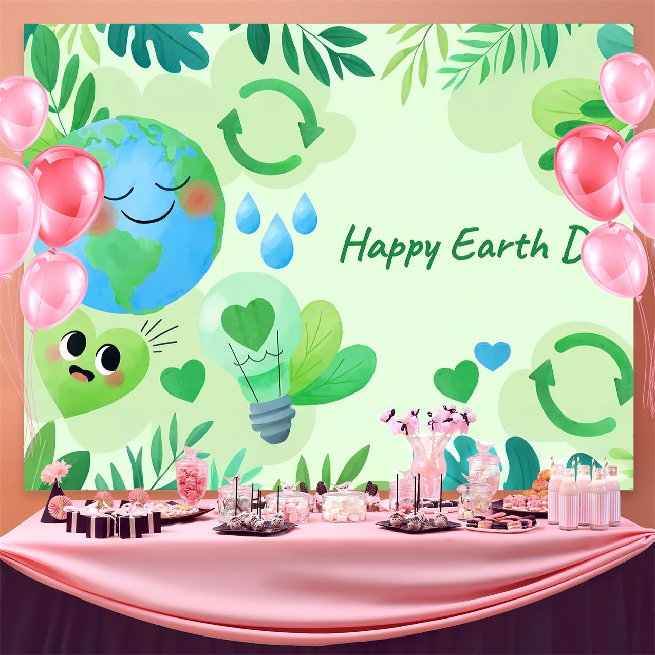 Happy Earth Day Backdrop Eco Conservation Watercolor Backdrop UK GTY3-51