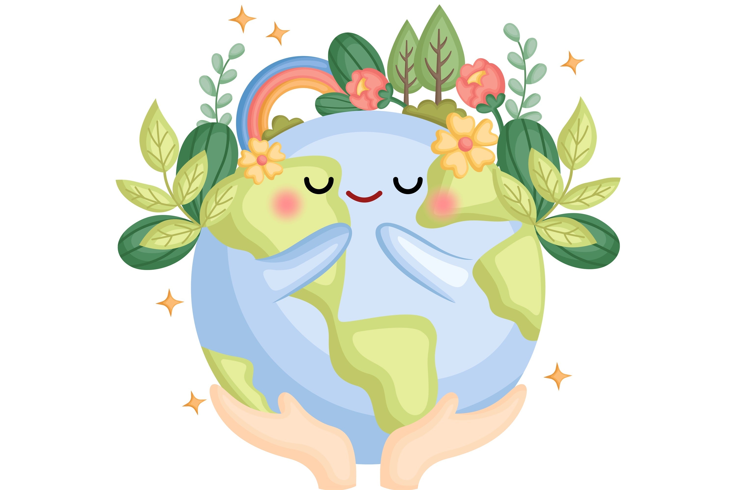 Happy Earth Day Backdrop Cute Planet Hugging Nature Backdrop UK GTY3-57
