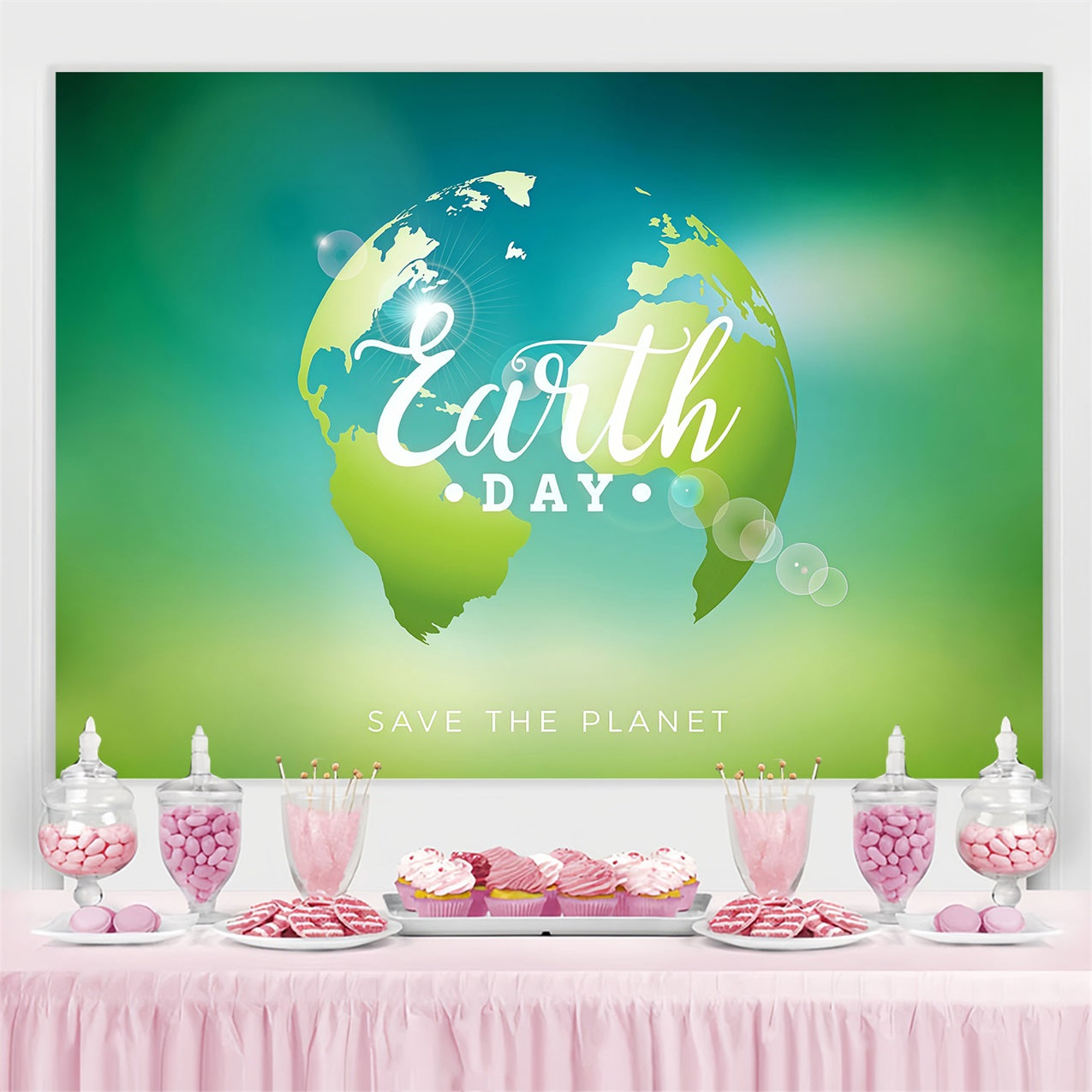 Happy Earth Day Backdrop Eco-Peaceful Green Planet Backdrop UK GTY3-62