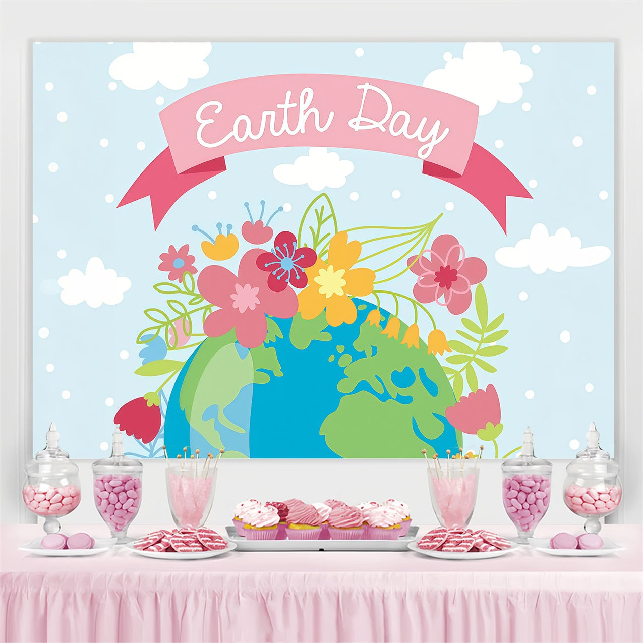 Happy Earth Day Backdrop Floral Earth Day Celebration Backdrop UK GTY3-66