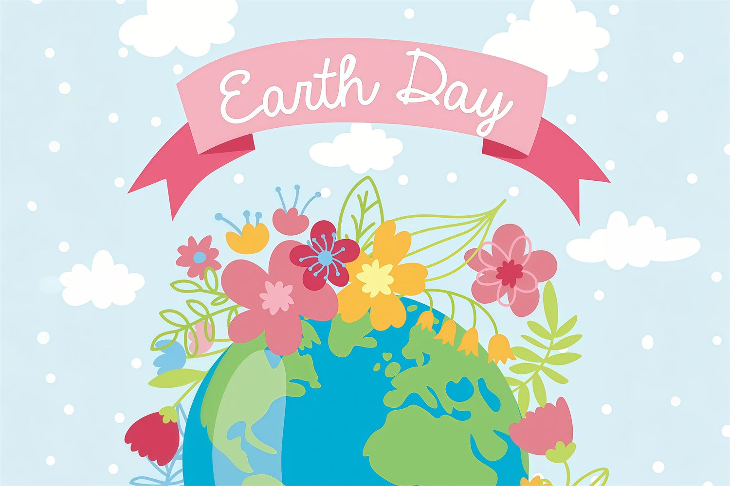 Happy Earth Day Backdrop Floral Earth Day Celebration Backdrop UK GTY3-66