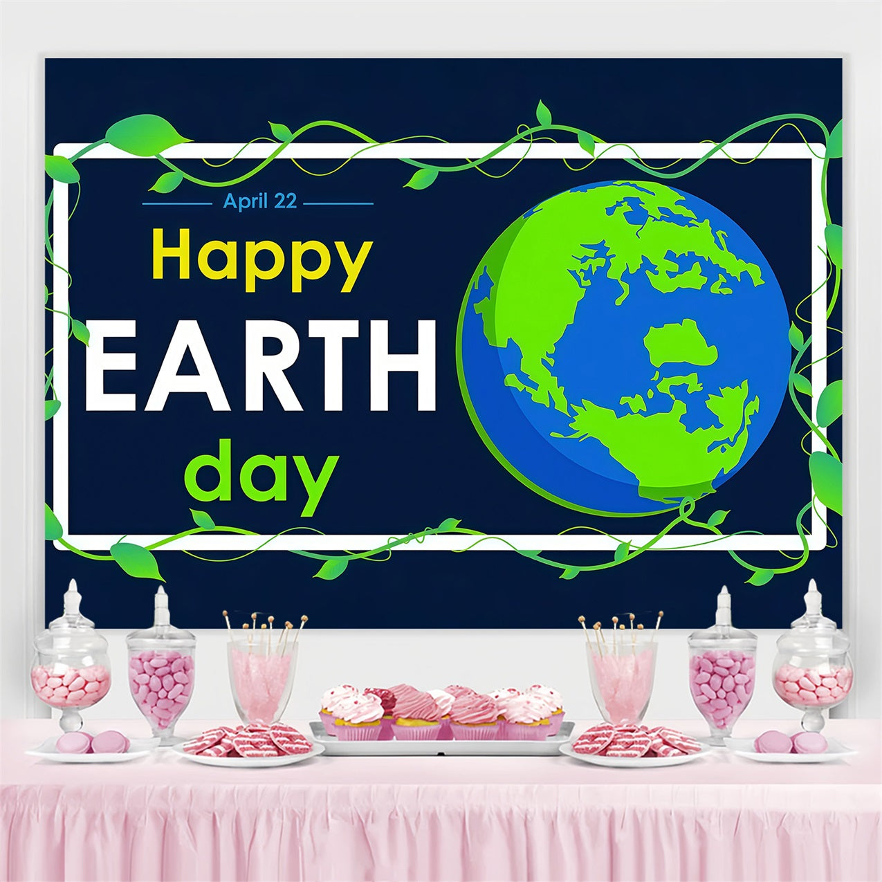 Happy Earth Day Backdrop Modern Earth Celebration April 22 Backdrop UK GTY3-69