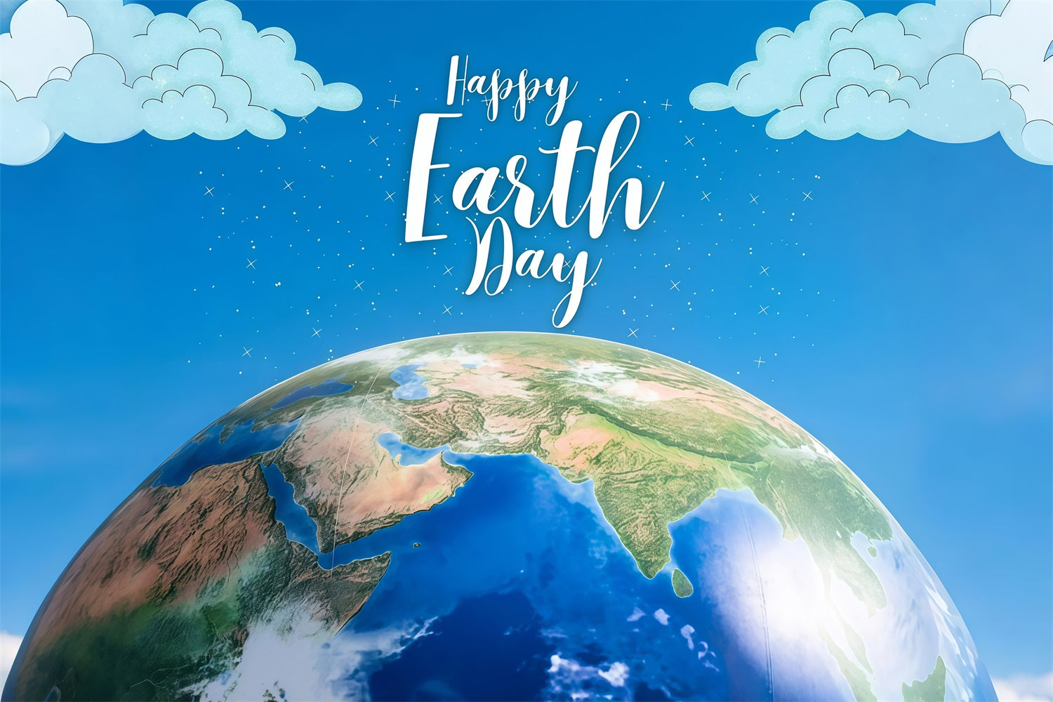Happy Earth Day Backdrop Cloudy Cloudy Sky Planet Backdrop UK GTY3-71