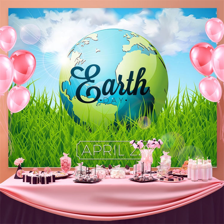 Happy Earth Day Backdrop Green Grass April 22 Backdrop UK GTY3-74