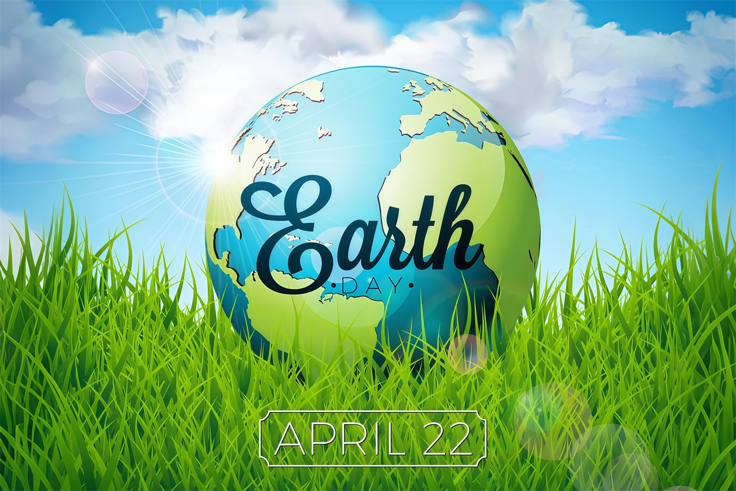 Happy Earth Day Backdrop Green Grass April 22 Backdrop UK GTY3-74