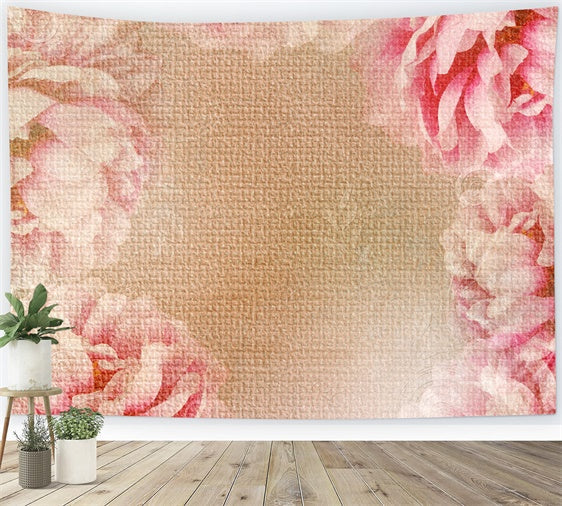 Portrait Backdrops Vintage Floral Canvas Beige Backdrop UK GTY3-82