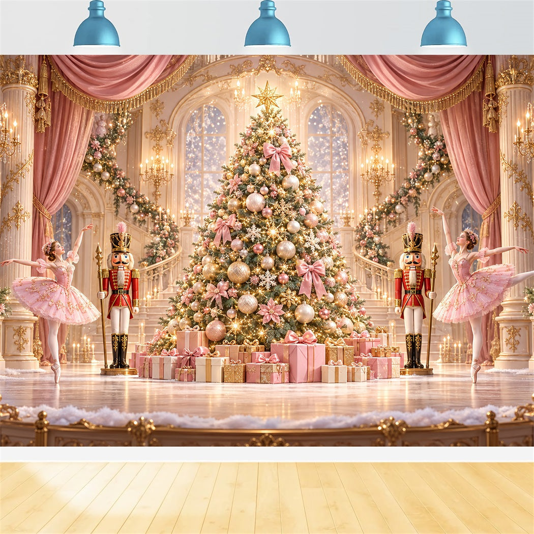 Nutcracker Photo Backdrop Pink Ballet Ballroom Stage Photography Backdrops Christmas UK HQ610-173