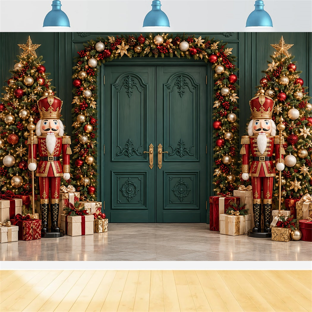 Christmas Backdrop Emerald Door Garland Display Nutcracker Ballet Backdrop UK HQ610-186