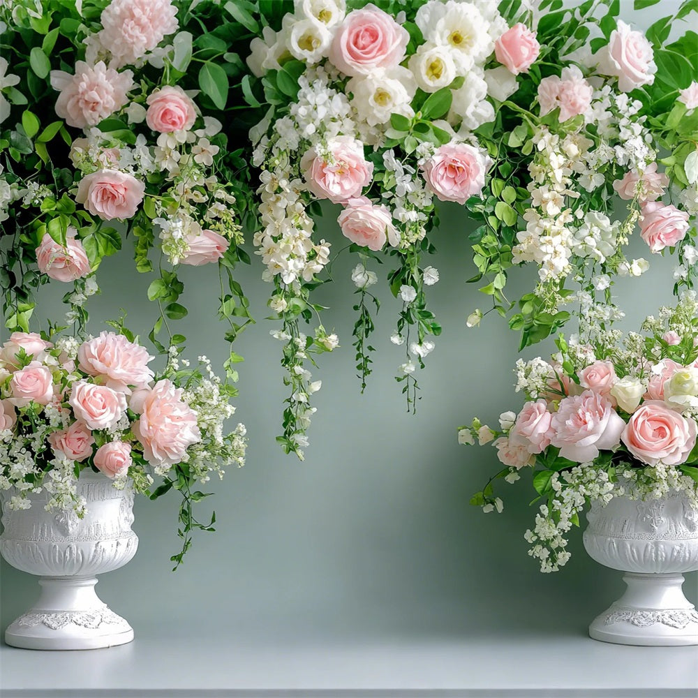 Spring Backdrop Ideas Hanging Florals Urn Decor Backdrop UK LXX1-9