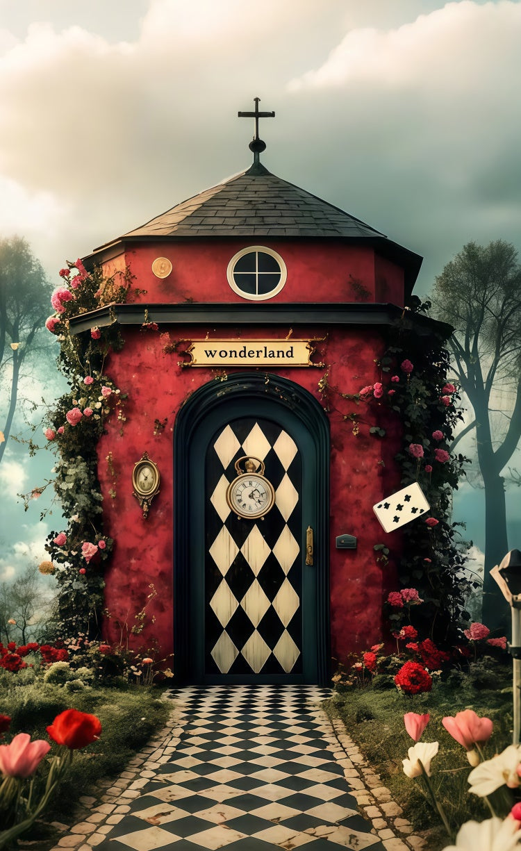 Easter Backdrops Mystic Cottage Chessboard Path Sweep Backdrop UK LXX2-274