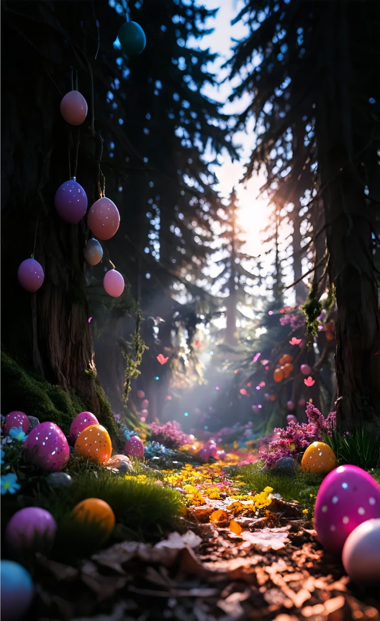 Easter Photo Backdrop Dreamy Forest Colorful Egg Sweep Backdrop UK LXX2-275