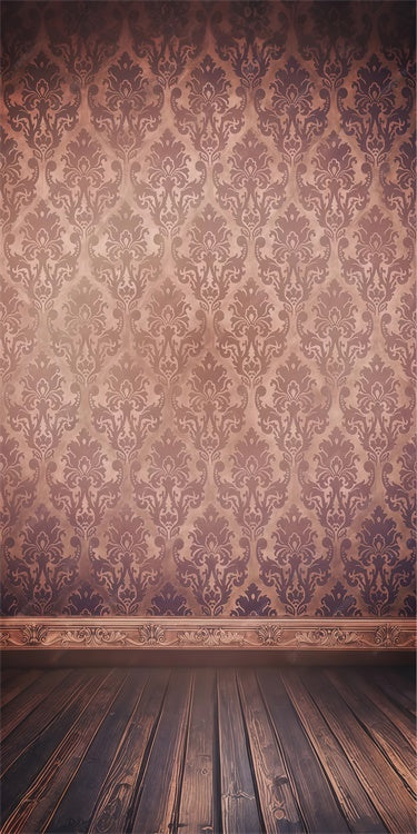 Damask Photo Backdrop Vintage Damask Plum Brown Sweep Backdrop UK LXX2-290