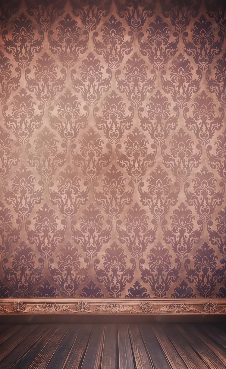 Damask Photo Backdrop Vintage Damask Plum Brown Sweep Backdrop UK LXX2-290