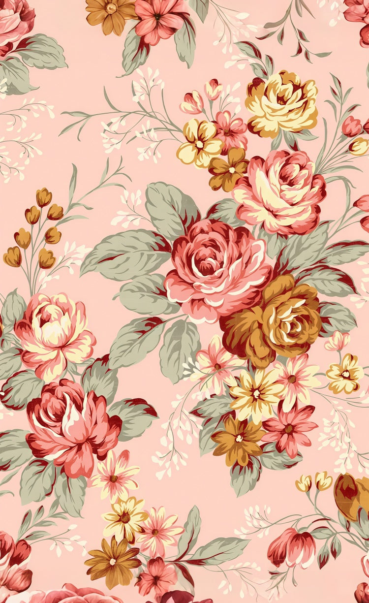 Flower Photo Backdrop Pastel Floral Vintage Pink Sweep Backdrop UK LXX2-293