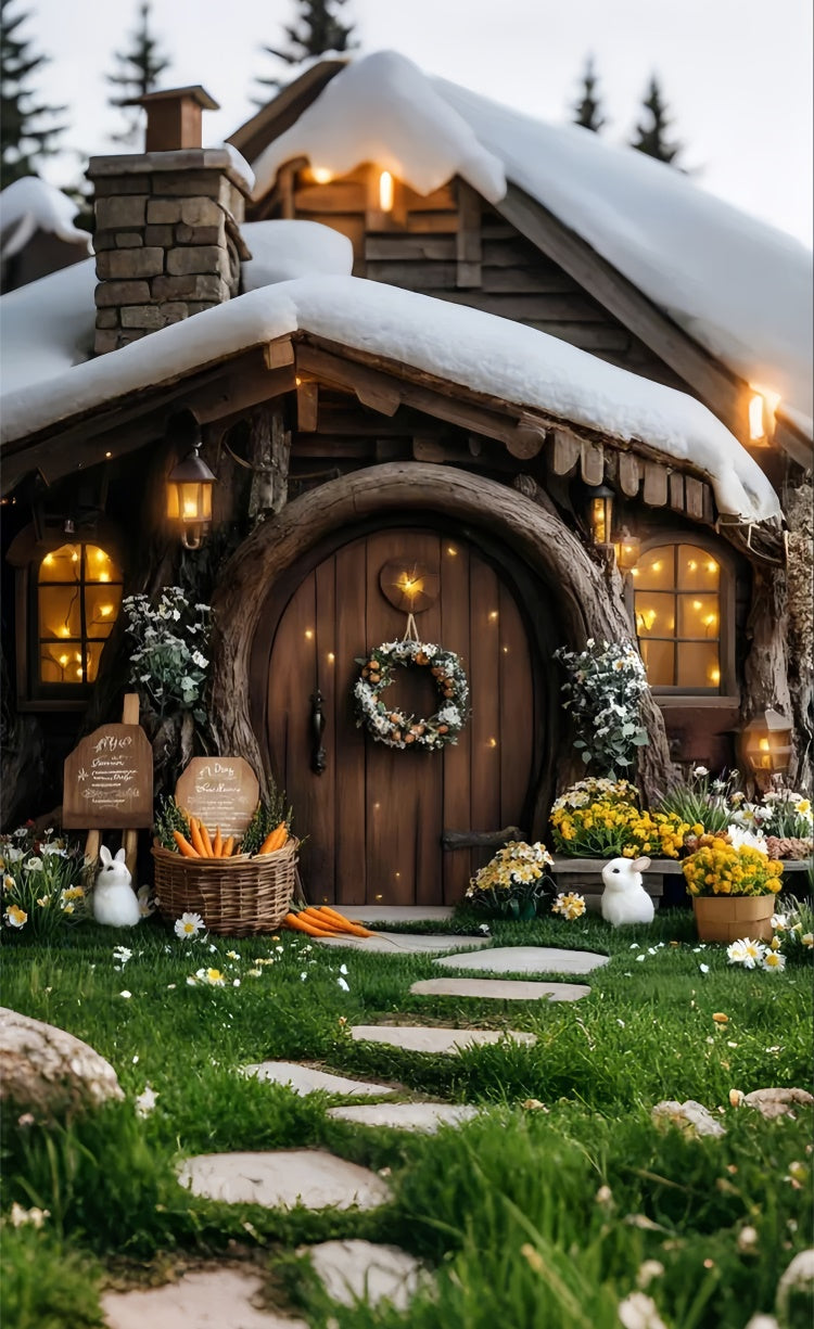 Christmas Backdrops Christmas Eve Cabin Warm Lights Sweep Backdrop UK LXX2-299