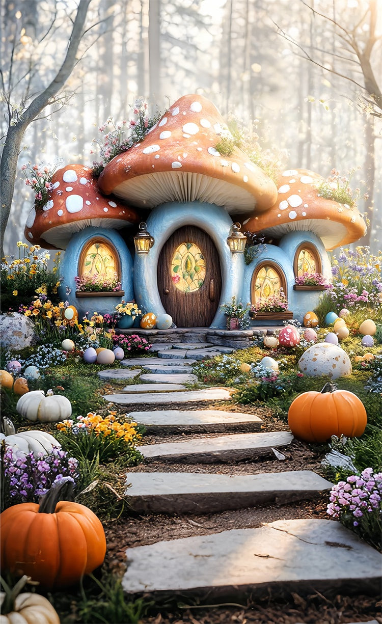 Easter Photo Backdrop Enchanted Forest Mushroom Home Sweep Backdrop UK LXX2-300