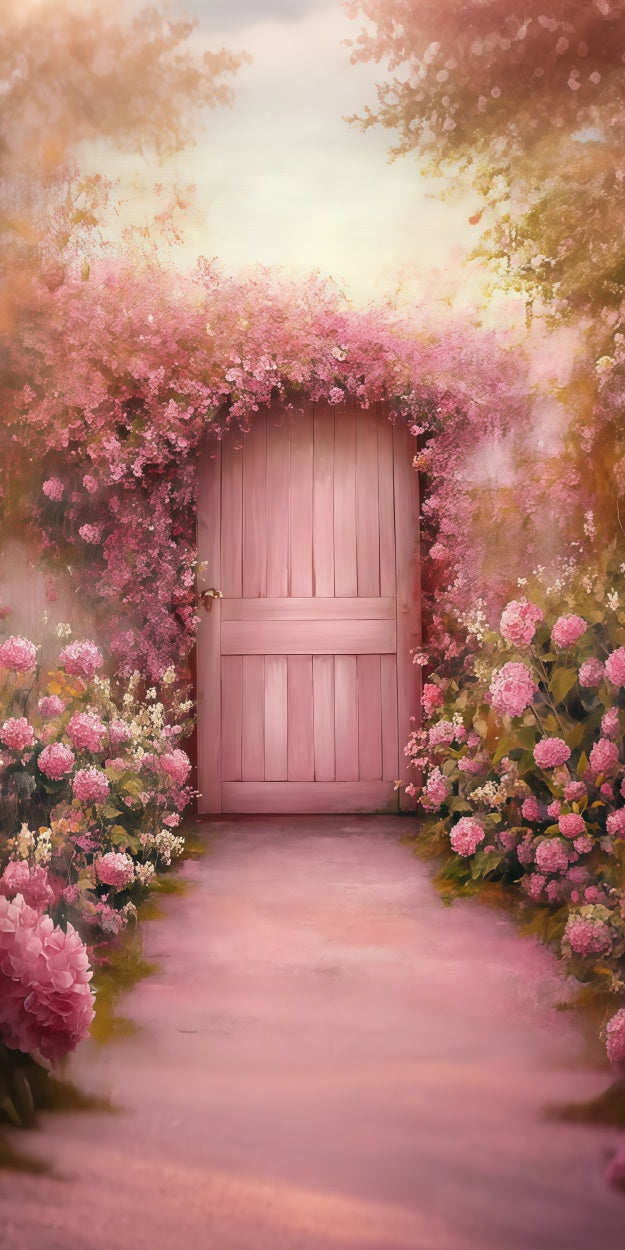 Floral Photography Backdrop Pink Floral Garden Door Sweep Backdrop UK LXX2-302