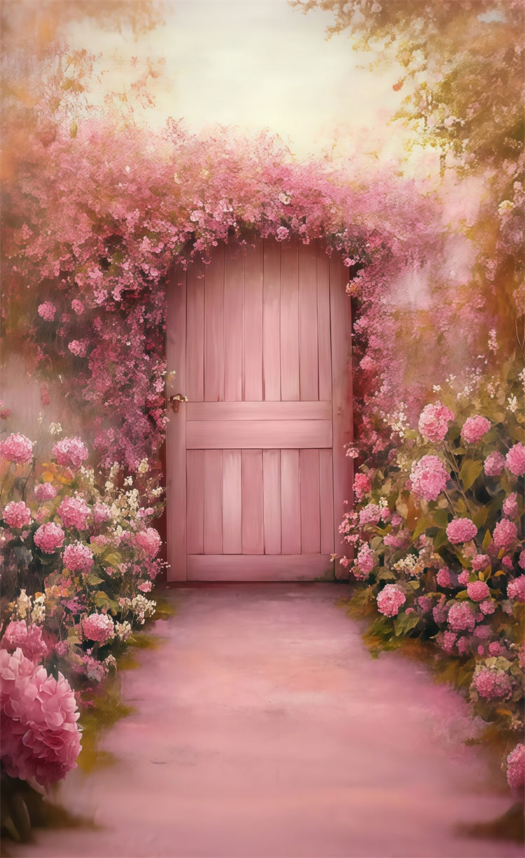 Floral Photography Backdrop Pink Floral Garden Door Sweep Backdrop UK LXX2-302