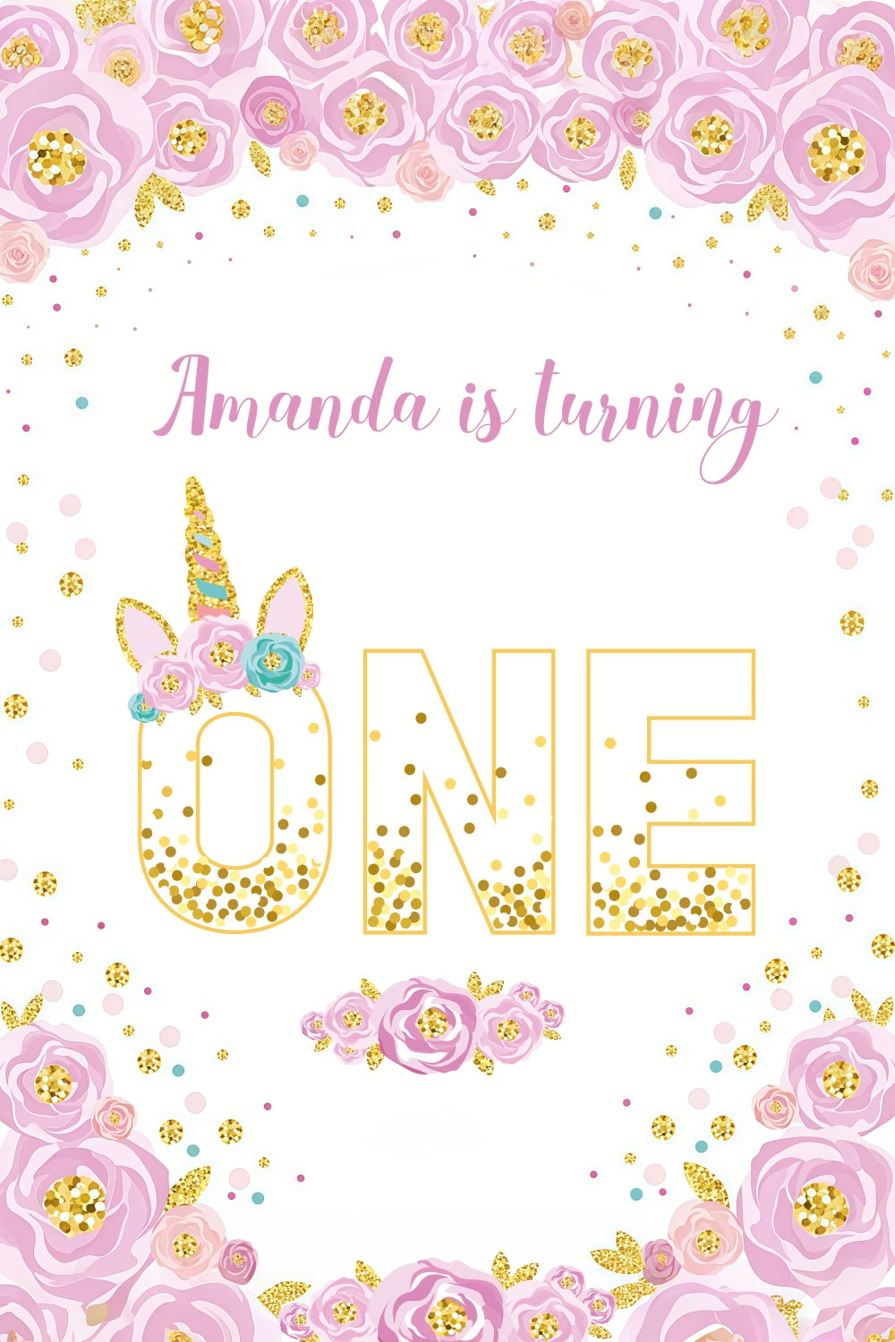 Custom Birthday Backdrops Floral Confetti Celebration Backdrop UK LXX3-104