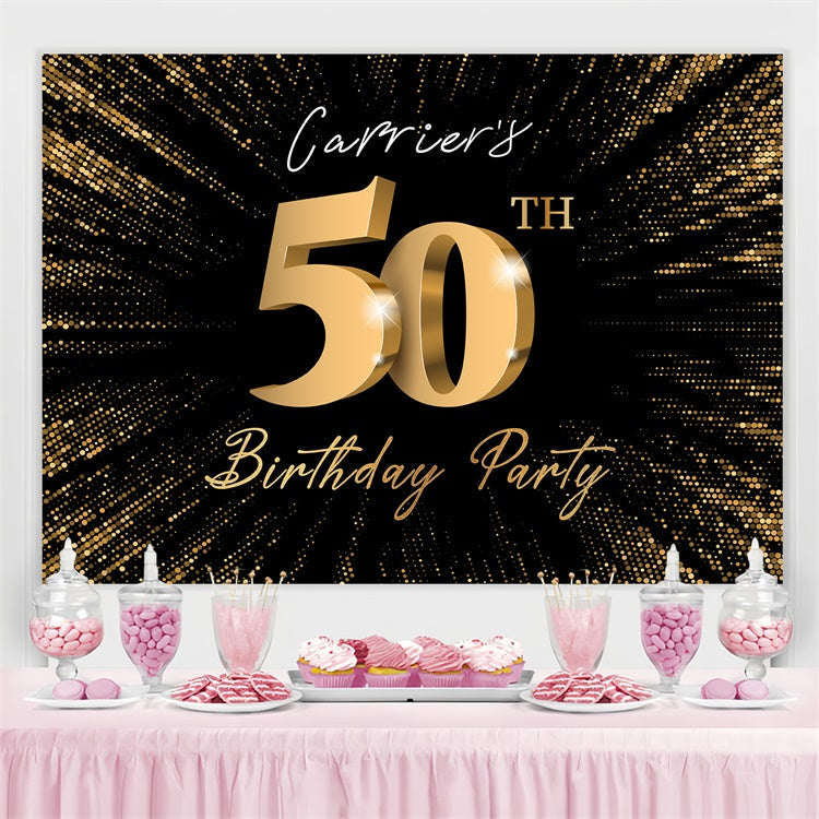 Personalized 50th Birthday Backdrop Golden Sparkle Party Backdrop UK LXX3-107