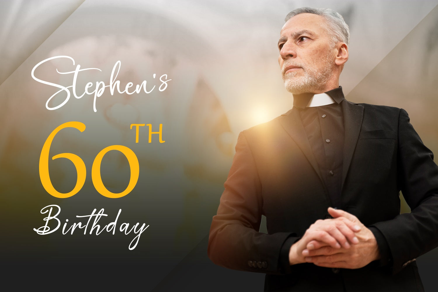 Birthday Backdrop Personalized Modern Chic 60th Elegant Backdrop UK LXX3-109