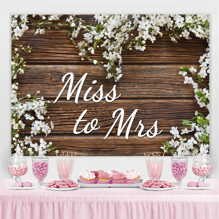 Custom Bridal Shower Photo Backdrop White Blossom Rustic Wood Backdrop UK LXX3-119