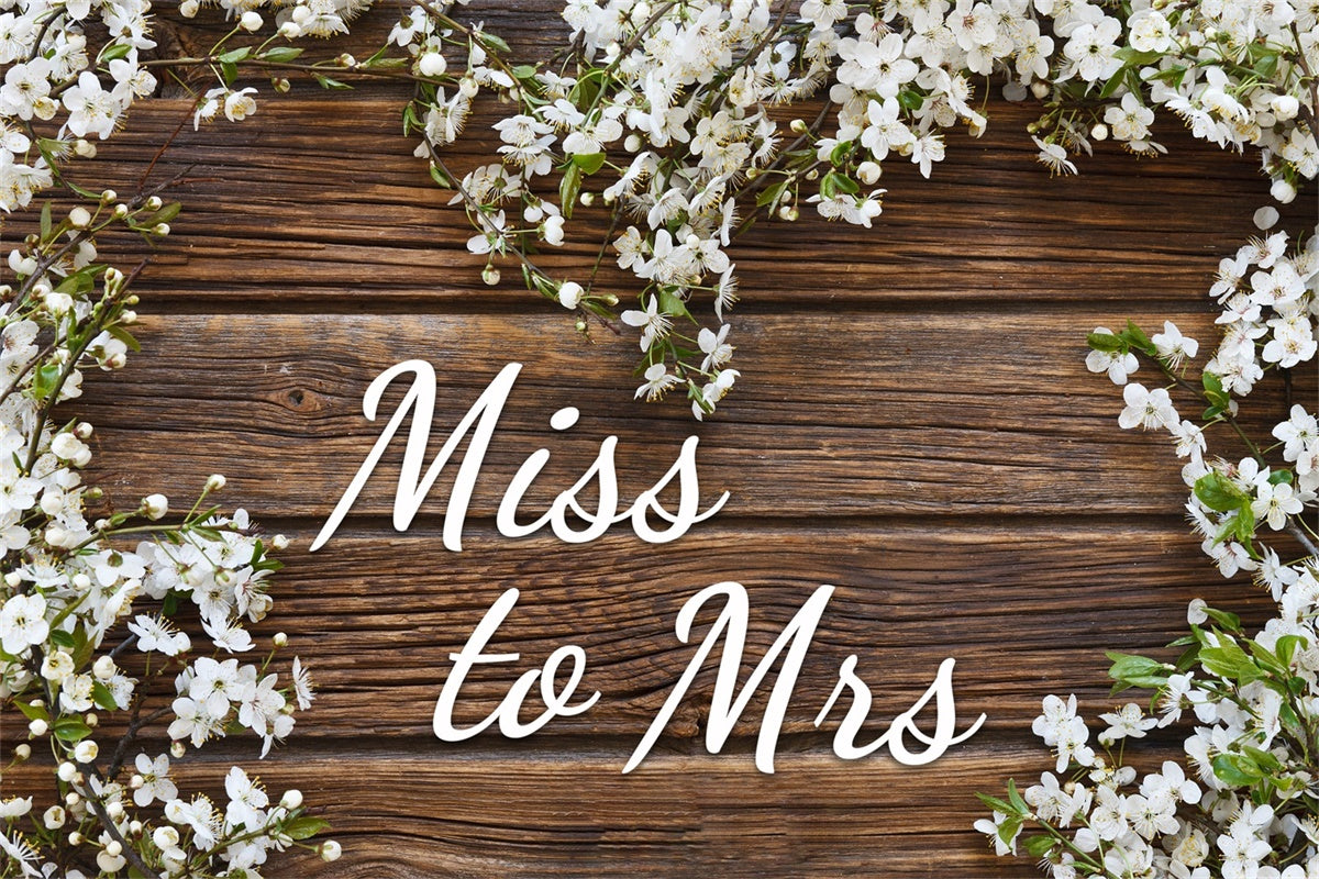 Custom Bridal Shower Photo Backdrop White Blossom Rustic Wood Backdrop UK LXX3-119