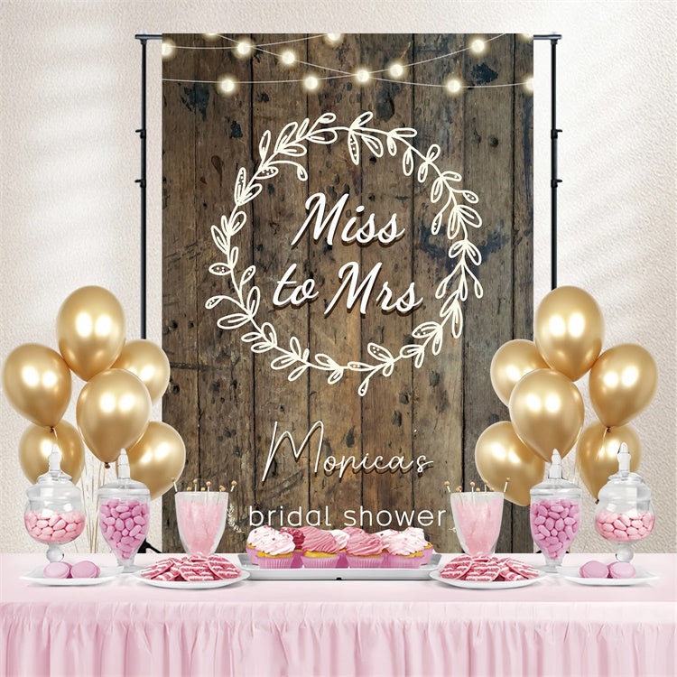 Bridal Shower Backdrop Ideas Rustic String Lights Personalized  Backdrop UK LXX3-120