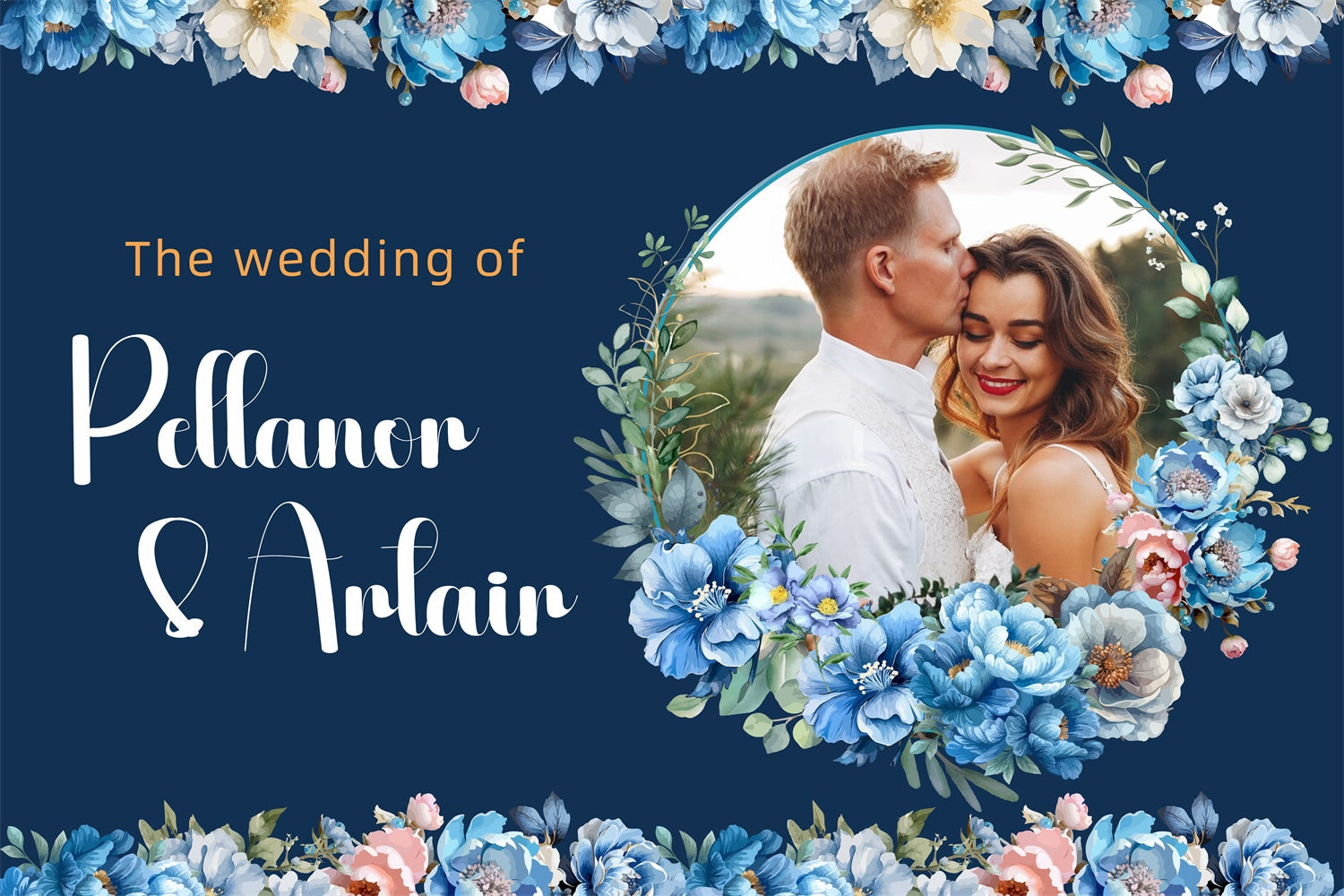 Custom Backdrop For Wedding Elegant Navy Blue Floral Backdrop UK LXX3-124