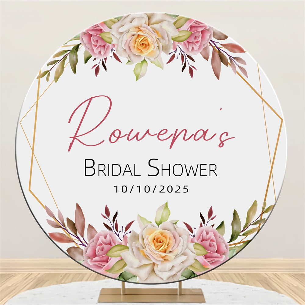 Bridal Shower Backdrop Gold Frame Floral Custom Round Backdrop UK LXX3-132