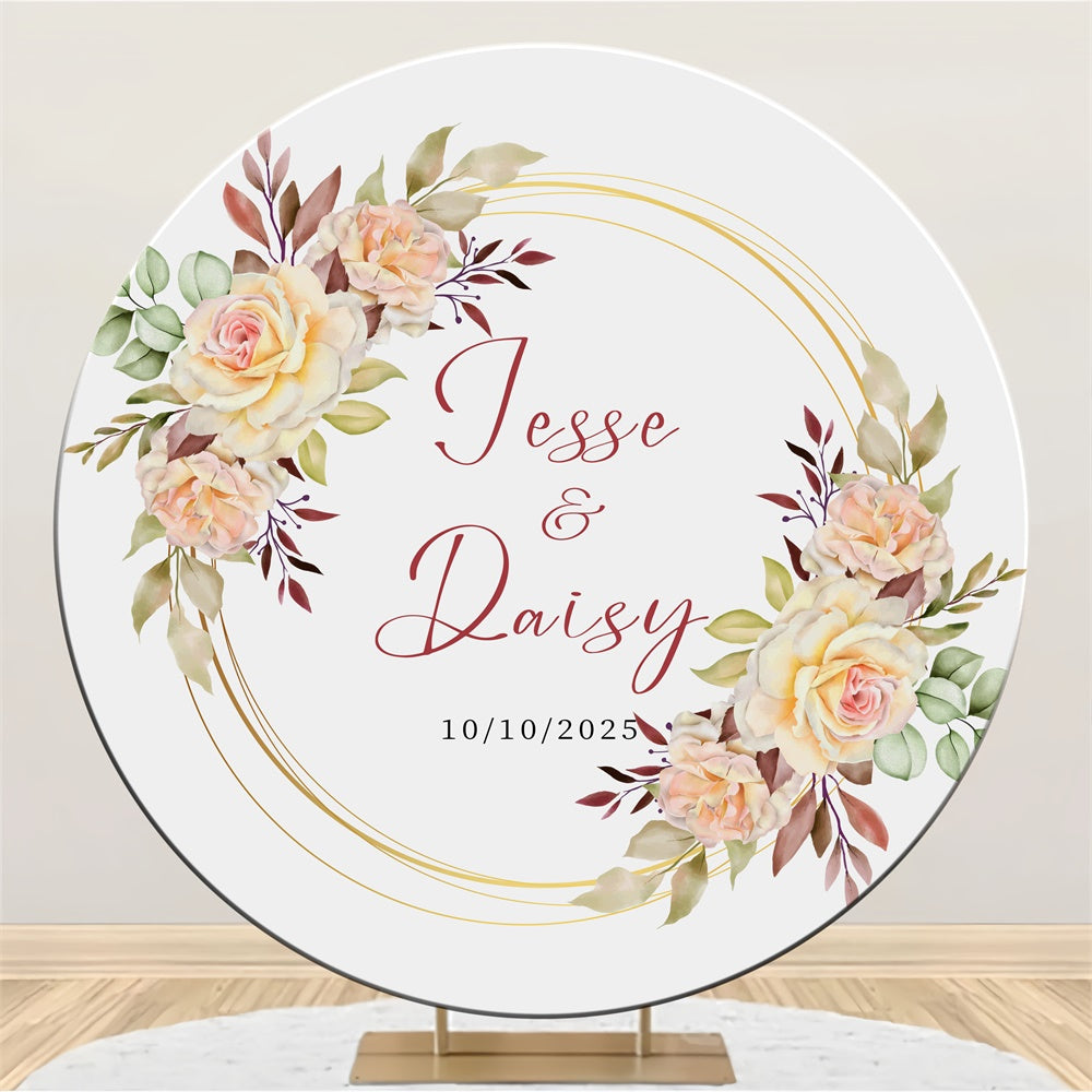 Personalized Wedding Backdrop Soft Rose Wreath Round Backdrop UK LXX3-133
