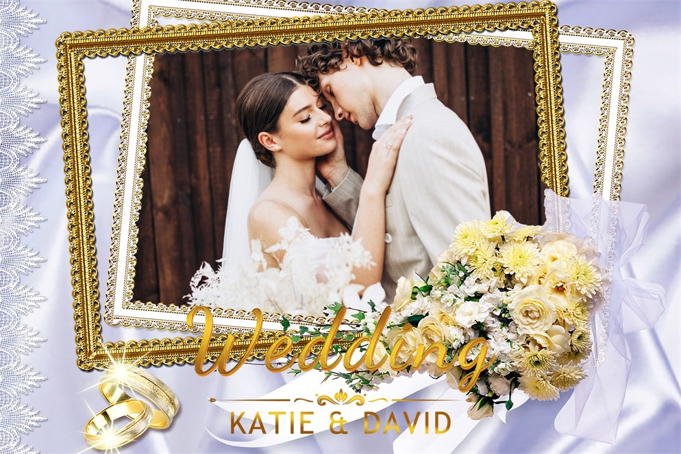 Wedding Backdrops For Photos Bouquet Gold Frame Customized Backdrop UK LXX3-140