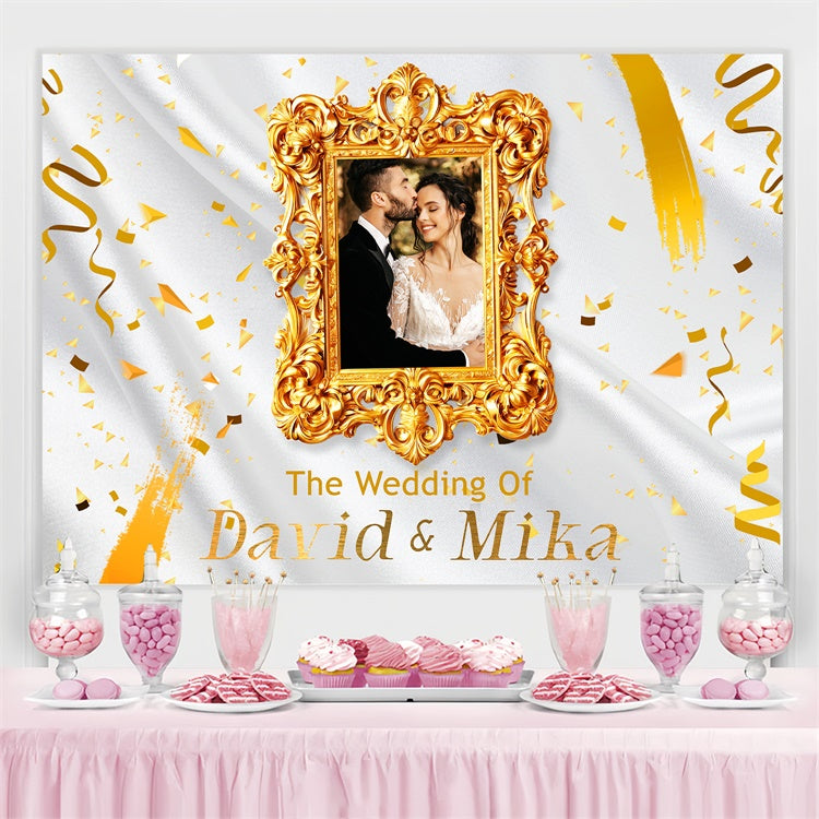 Personalized Wedding Backdrop Luxurious Frame Confetti Backdrop UK LXX3-141