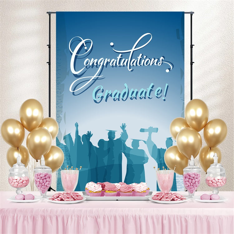 Graduated Backdrop Blue Gradient Cheers Graduation Party Backdrop UK LXX3-143