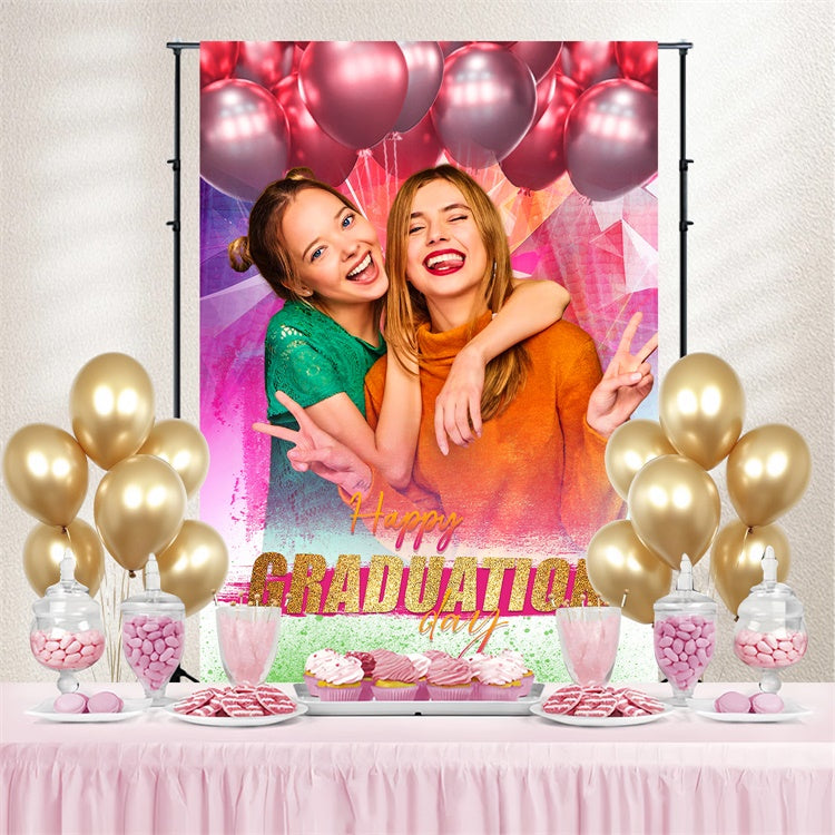 Customized Graduation Backdrop Colorful Balloons Graduation Party Backdrop UK LXX3-145
