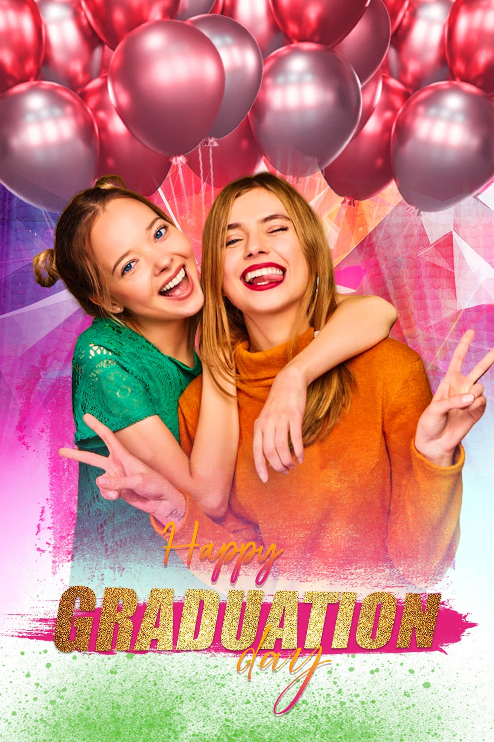 Customized Graduation Backdrop Colorful Balloons Graduation Party Backdrop UK LXX3-145