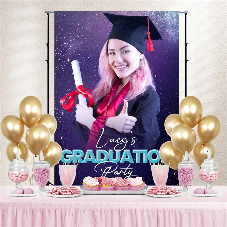 Personalized Graduation Backdrop Galaxy Theme Graduation Party Backdrop UK LXX3-148