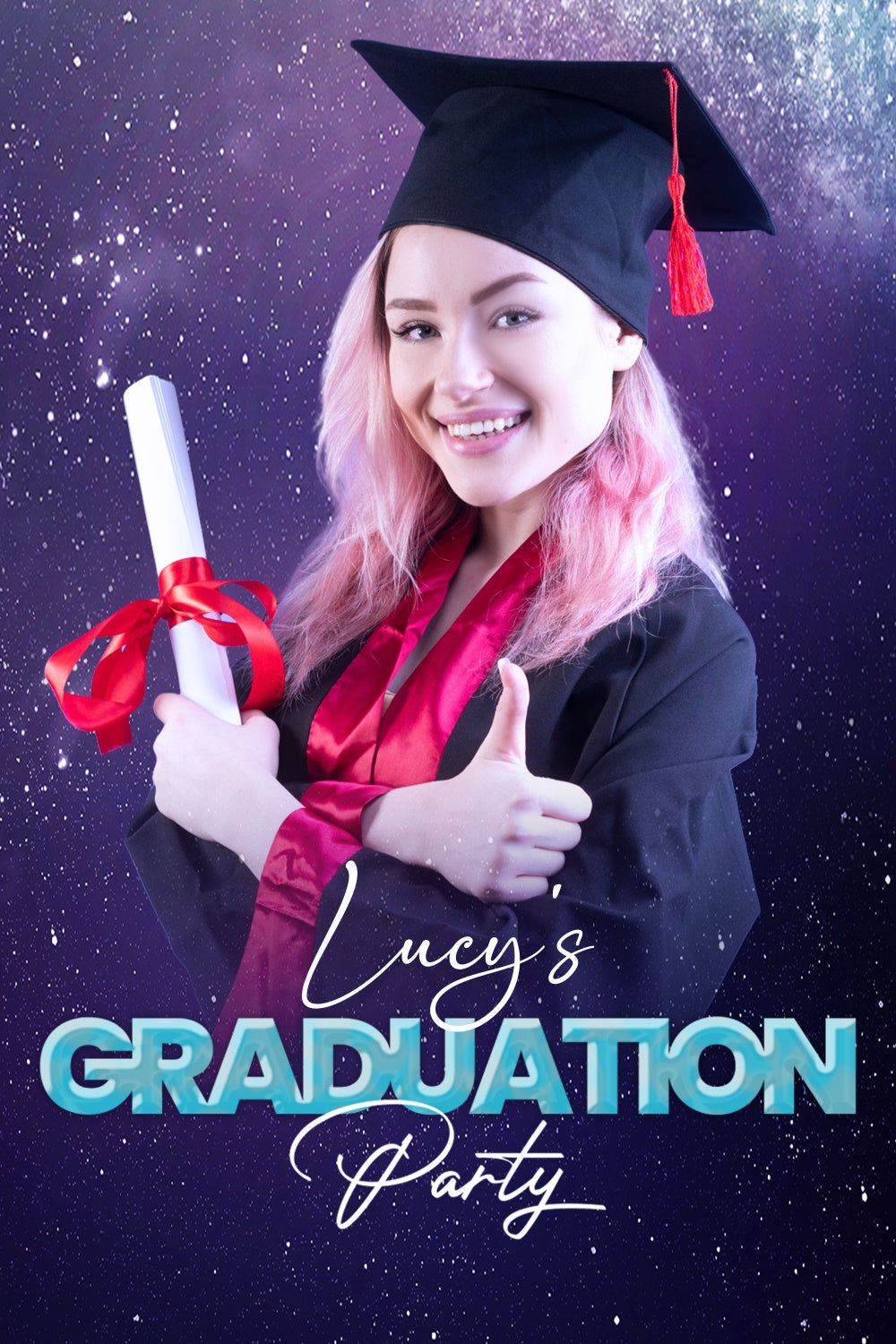 Personalized Graduation Backdrop Galaxy Theme Graduation Party Backdrop UK LXX3-148