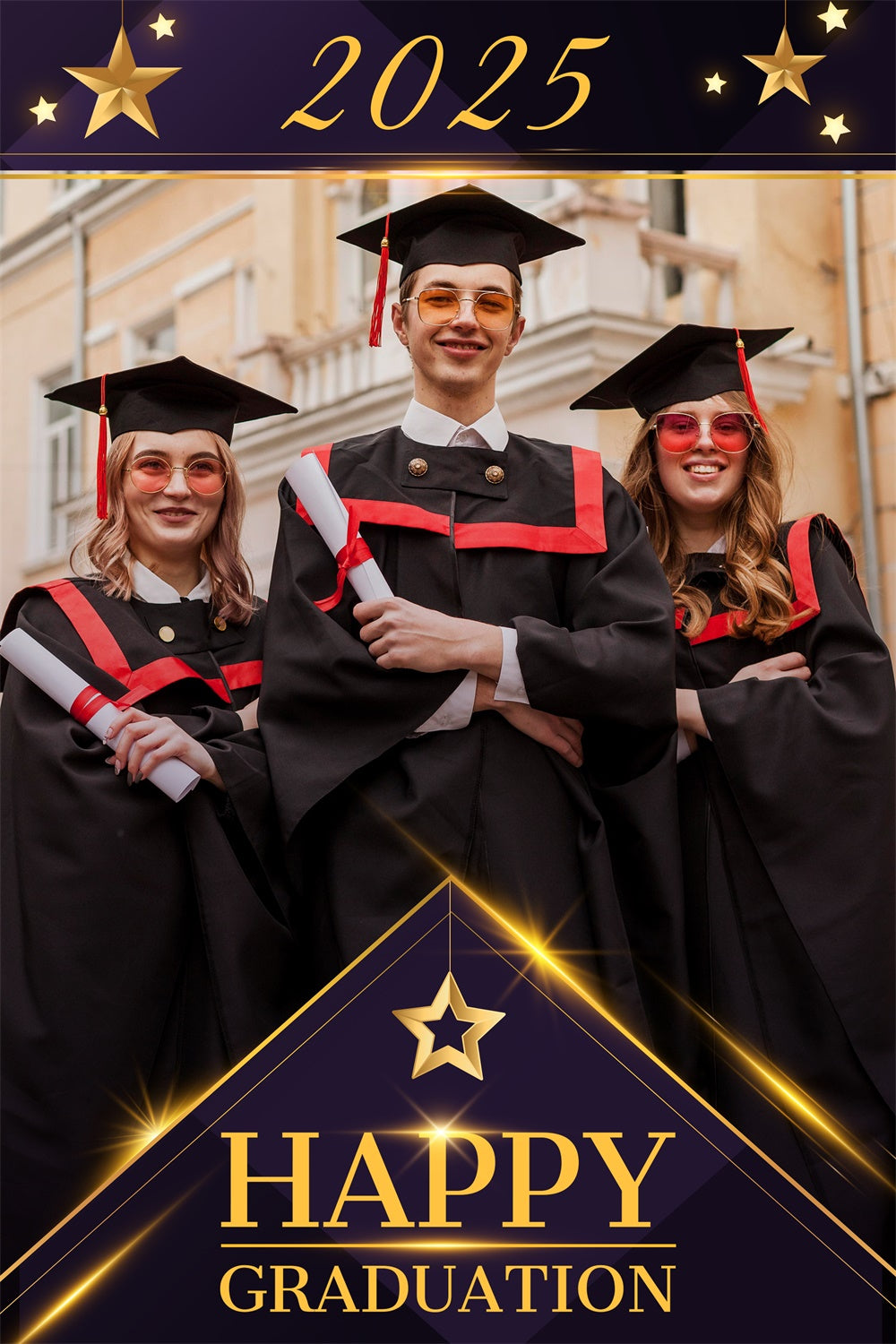 Custom Graduation Photo Backdrop Gold Stars Graduation Party Backdrop UK LXX3-151