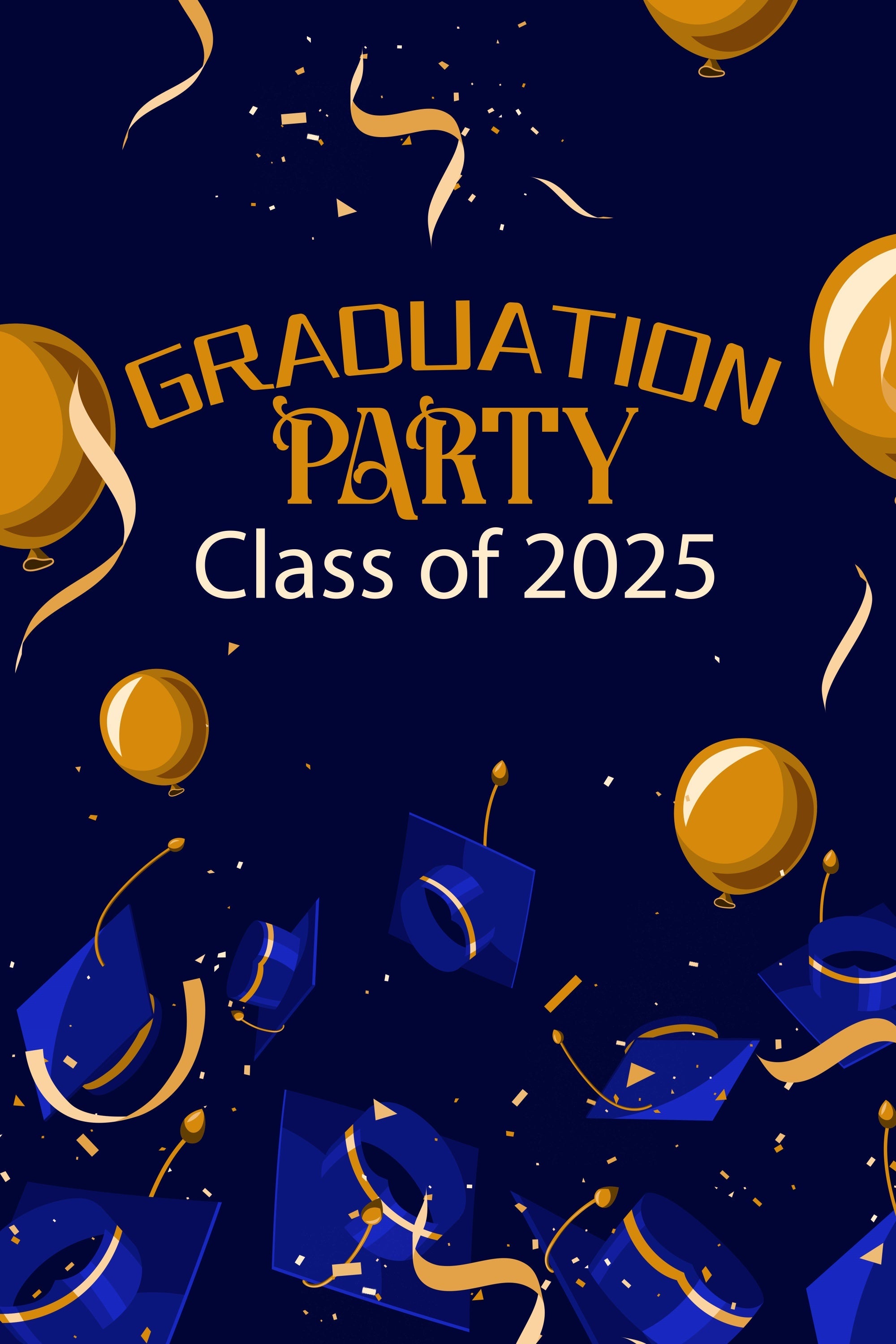 2025 Graduation Backdrop Floating Caps Blue Graduation Party Backdrop UK LXX3-166