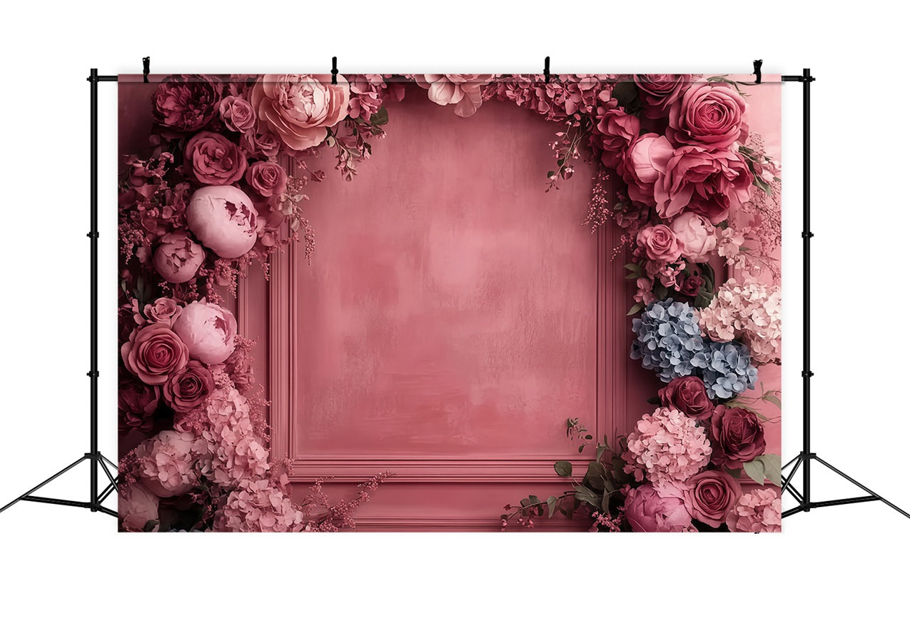 Mothers Day Photography Backdrops Red Floral Frame Backdrop UK LXX3-40