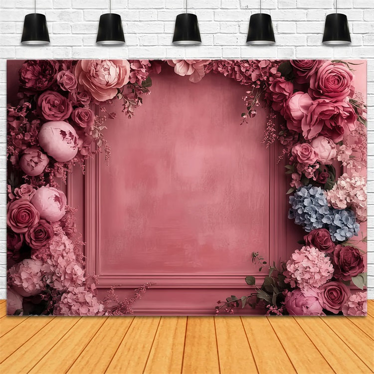 Mothers Day Photography Backdrops Red Floral Frame Backdrop UK LXX3-40