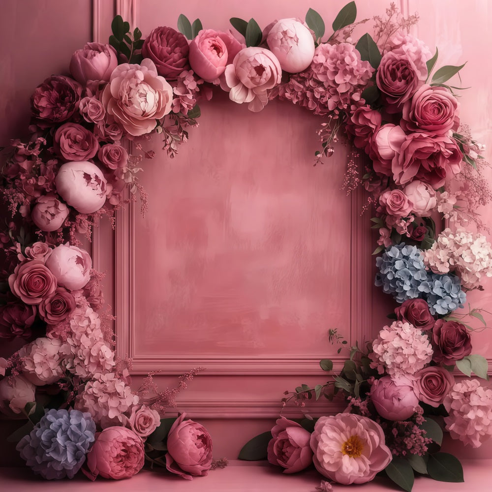 Mothers Day Photography Backdrops Red Floral Frame Backdrop UK LXX3-40