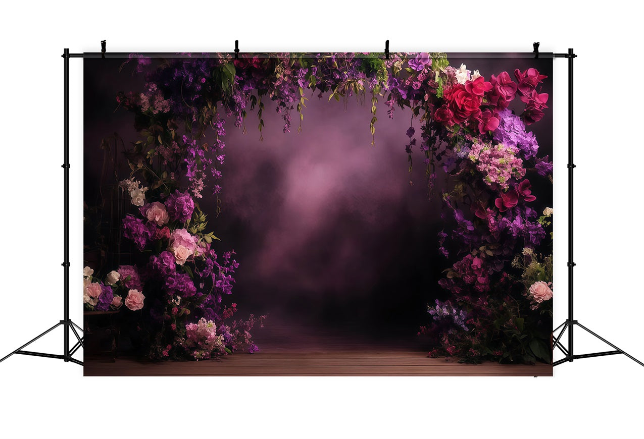 Mother's Day Photo Backdrops Violet Floral Arch Backdrop UK LXX3-41