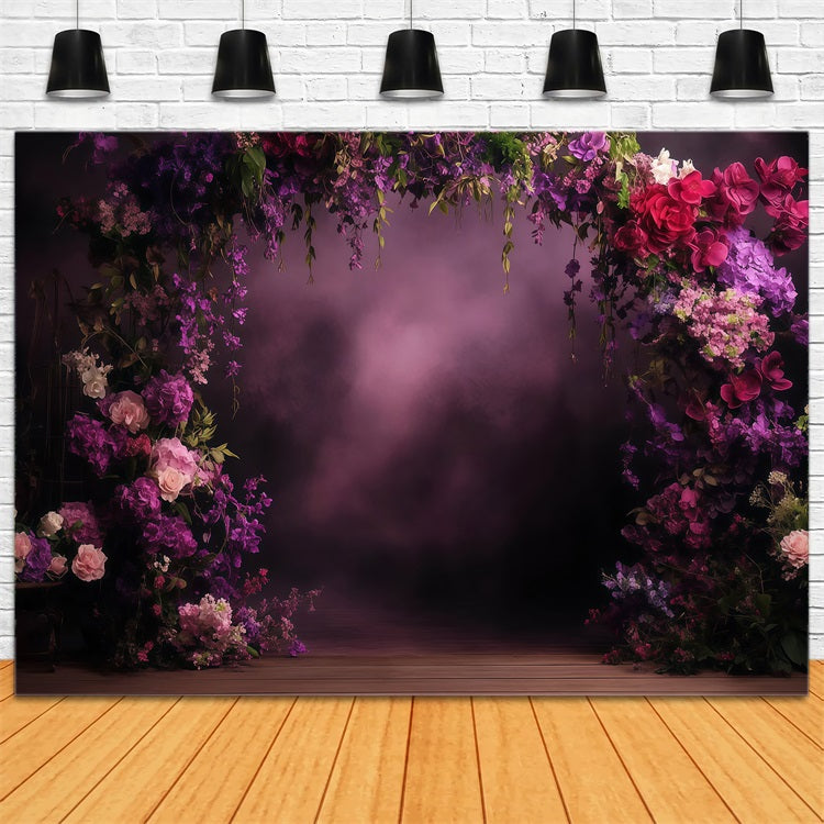 Mother's Day Photo Backdrops Violet Floral Arch Backdrop UK LXX3-41
