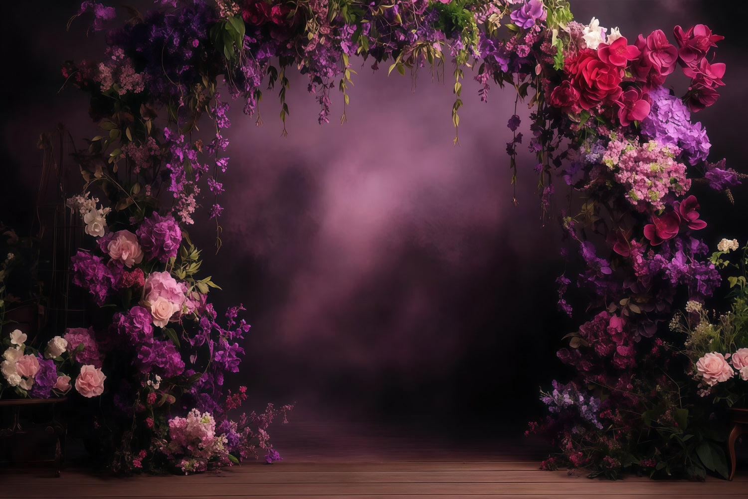 Mother's Day Photo Backdrops Violet Floral Arch Backdrop UK LXX3-41