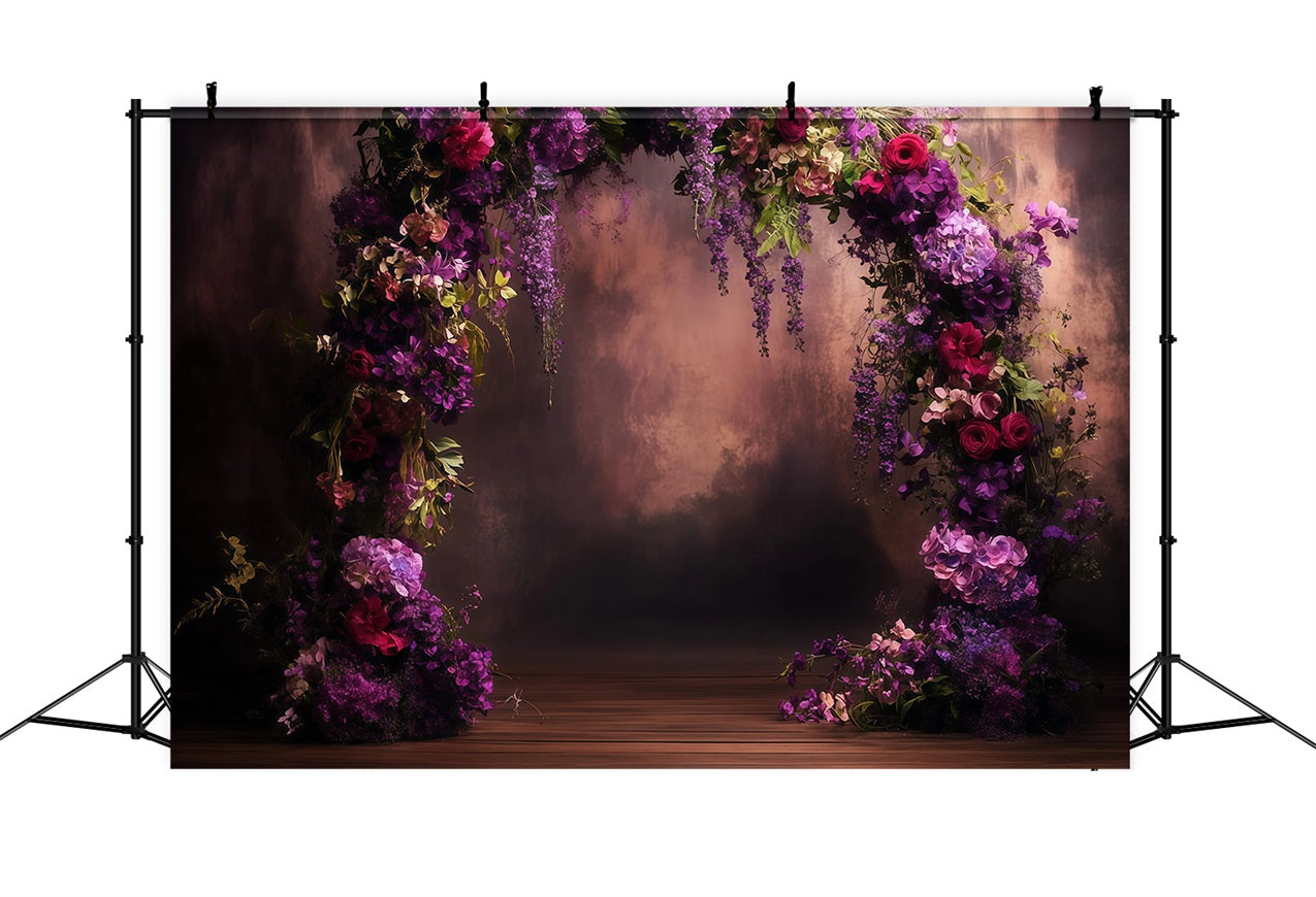 Mother's Day Backdrop Ideas Deep Purple Floral Archway Backdrop UK LXX3-42