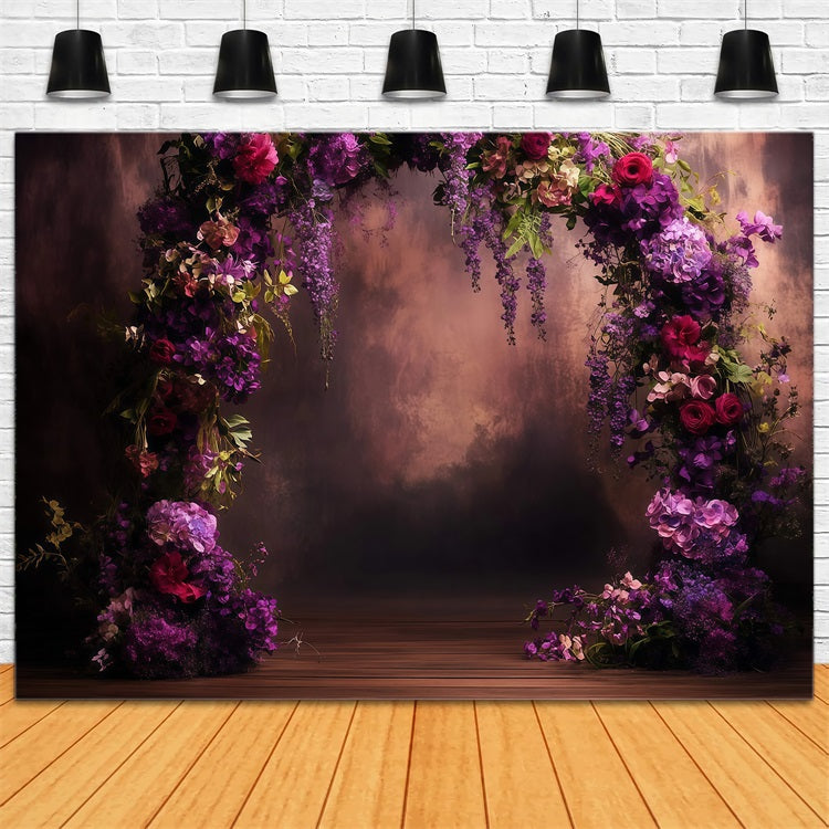 Mother's Day Backdrop Ideas Deep Purple Floral Archway Backdrop UK LXX3-42