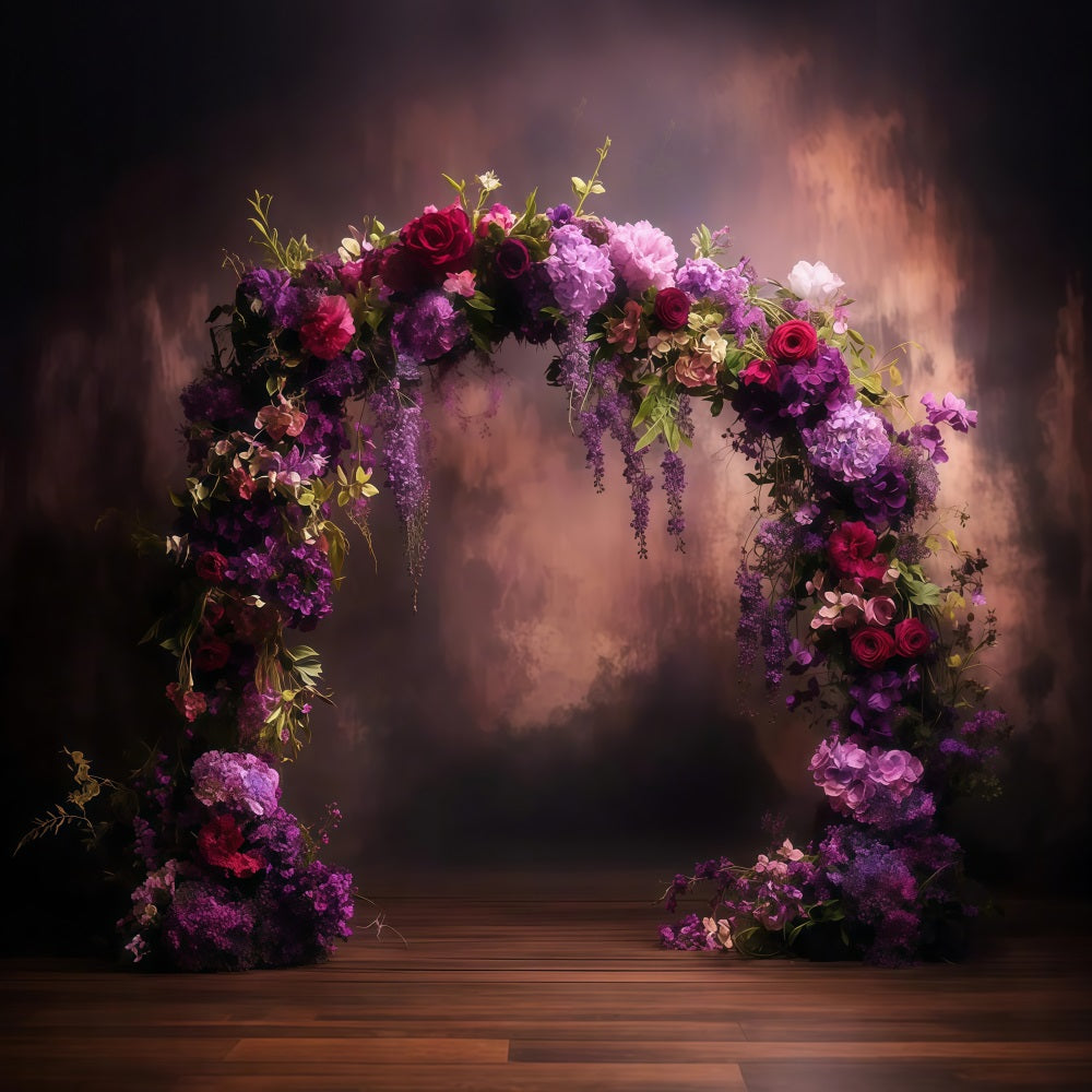 Mother's Day Backdrop Ideas Deep Purple Floral Archway Backdrop UK LXX3-42